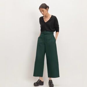 Everlane The Structured Cotton Belted Pant in Green Sz 8 NEW without Tags